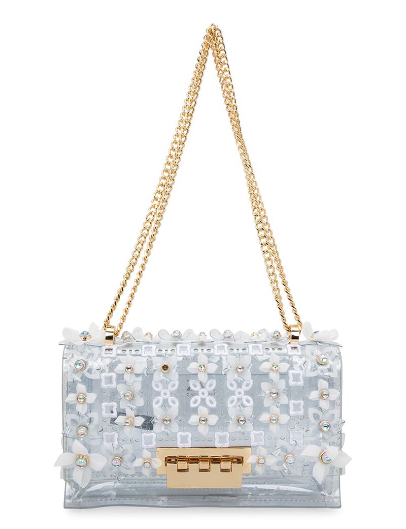 Zac Posen Earthette Mini Chain Clear Shoulder Bag In White